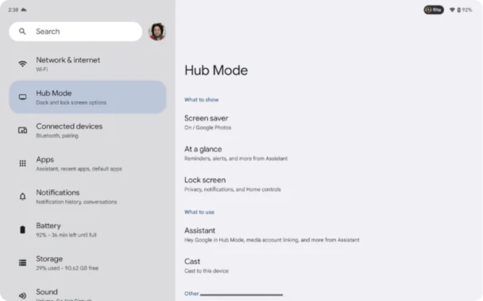 Pixel Tablet settings redesign
